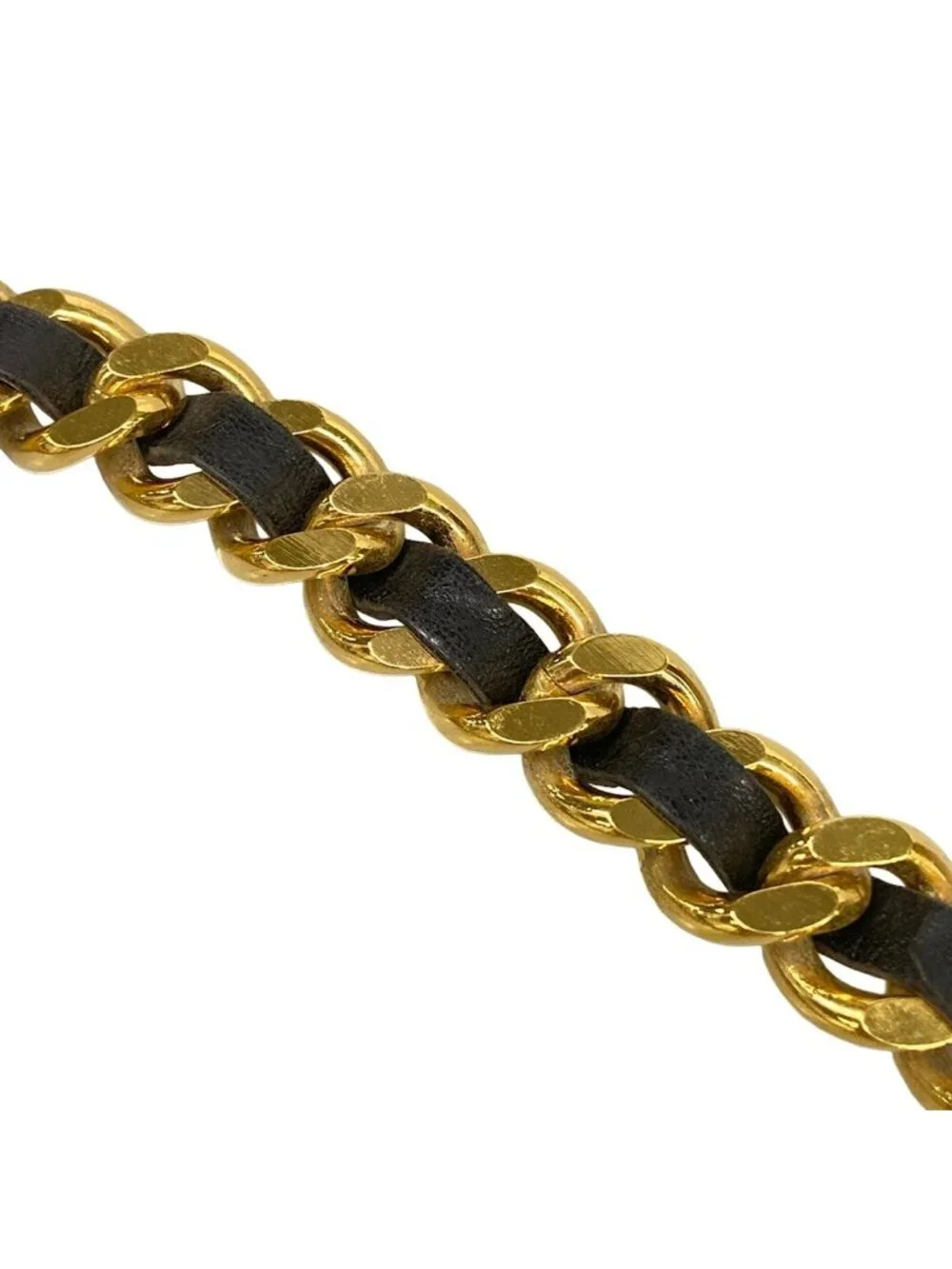Chanel Belt Black Gold CC Logo Chain Leather